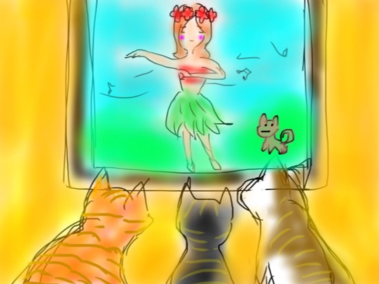 フラガールと犬のチョコ絵.jpg